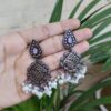 Silver Plated Dangler Earrings With Elegant Stone And Pearl Work Design 2 photo 27 2025 10 07 16 21 57