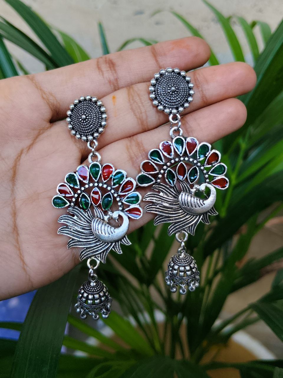 Peacock Jhumki Dangler Earrings With Elegant Traditional Design 1 Peacock Jhumki Dangler Earrings With Elegant Traditional Design