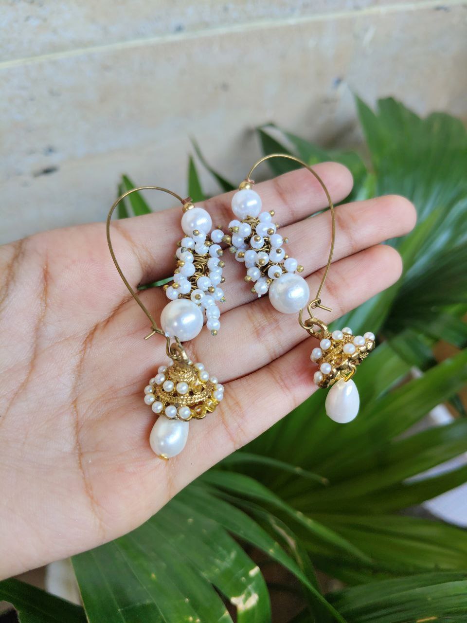 Elegant Gold Plated Hoop Earrings with Pearl Work | Stylish Jewelry for Women 1 Elegant Gold Plated Hoop Earrings with Pearl Work | Stylish Jewelry for Women
