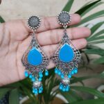 Oxidised German Silver Meenakari Work Dangler Earrings| Elegant Ethnic Jewelry for Women