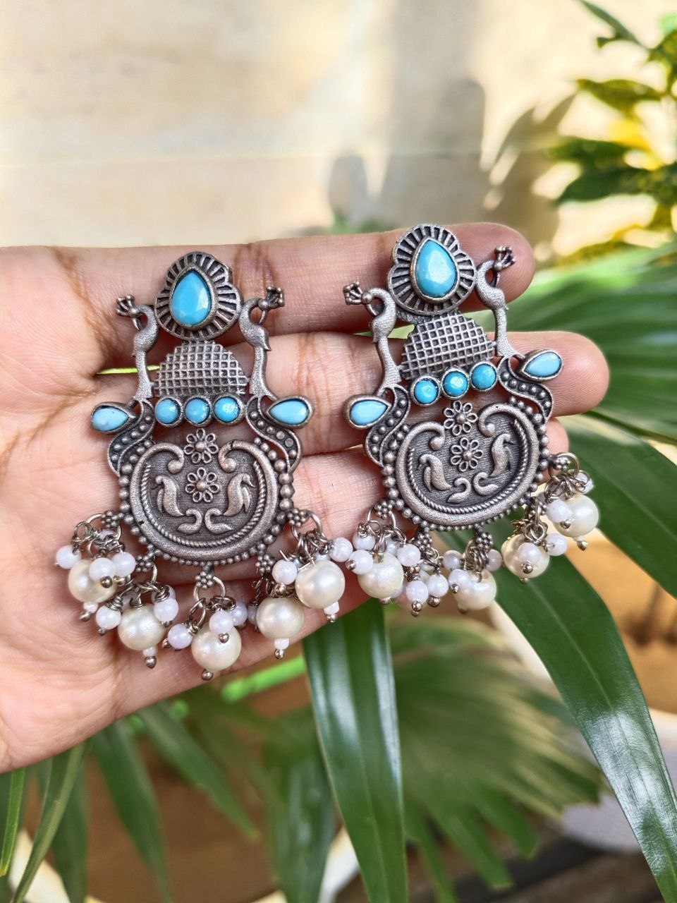 Replica Silver Look Like Stud Design With Peacock Designs Earrings 9 Replica Silver Look Like Stud Design With Peacock Designs Earrings - Image 9