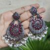 Traditional Peacock Stone & Pearl Work Chandbali | Silver Plated Elegant Earrings 9 photo 32 2025 10 06 10 03 15