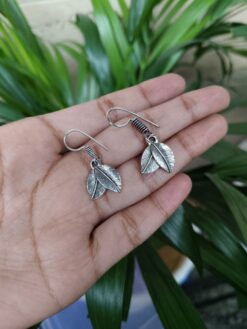 Oxidised Leaf Charm Earrings | Elegant Trendy Ethnic Jewelry for Women