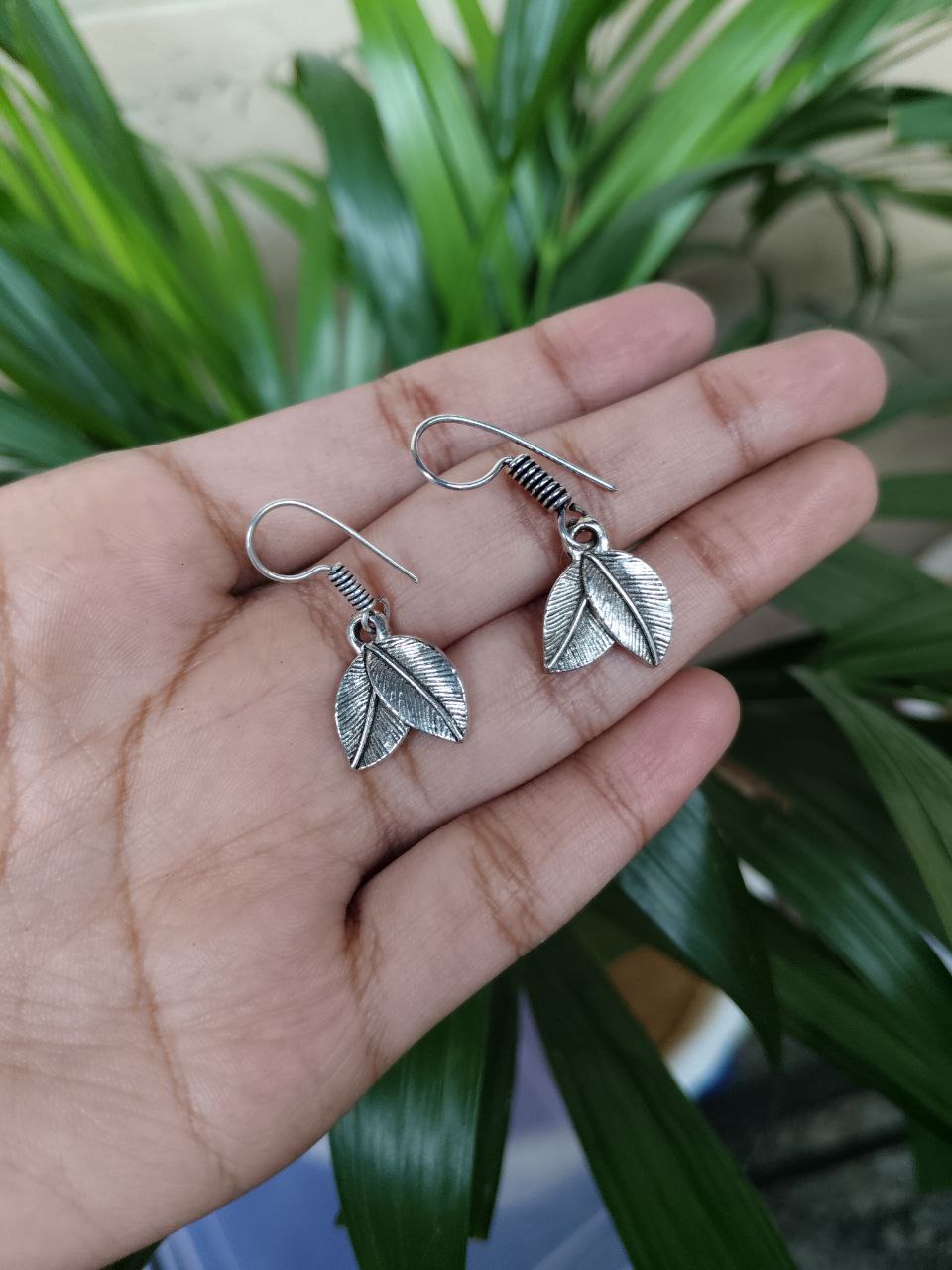 Oxidised Leaf Charm Earrings | Elegant Trendy Ethnic Jewelry for Women 1 Oxidised Leaf Charm Earrings | Elegant Trendy Ethnic Jewelry for Women