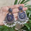 Traditional Peacock Stone & Pearl Work Chandbali | Silver Plated Elegant Earrings 8 photo 34 2025 10 06 10 03 15