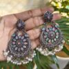 Traditional Peacock Stone & Pearl Work Chandbali | Silver Plated Elegant Earrings 9 photo 35 2025 10 06 10 03 15