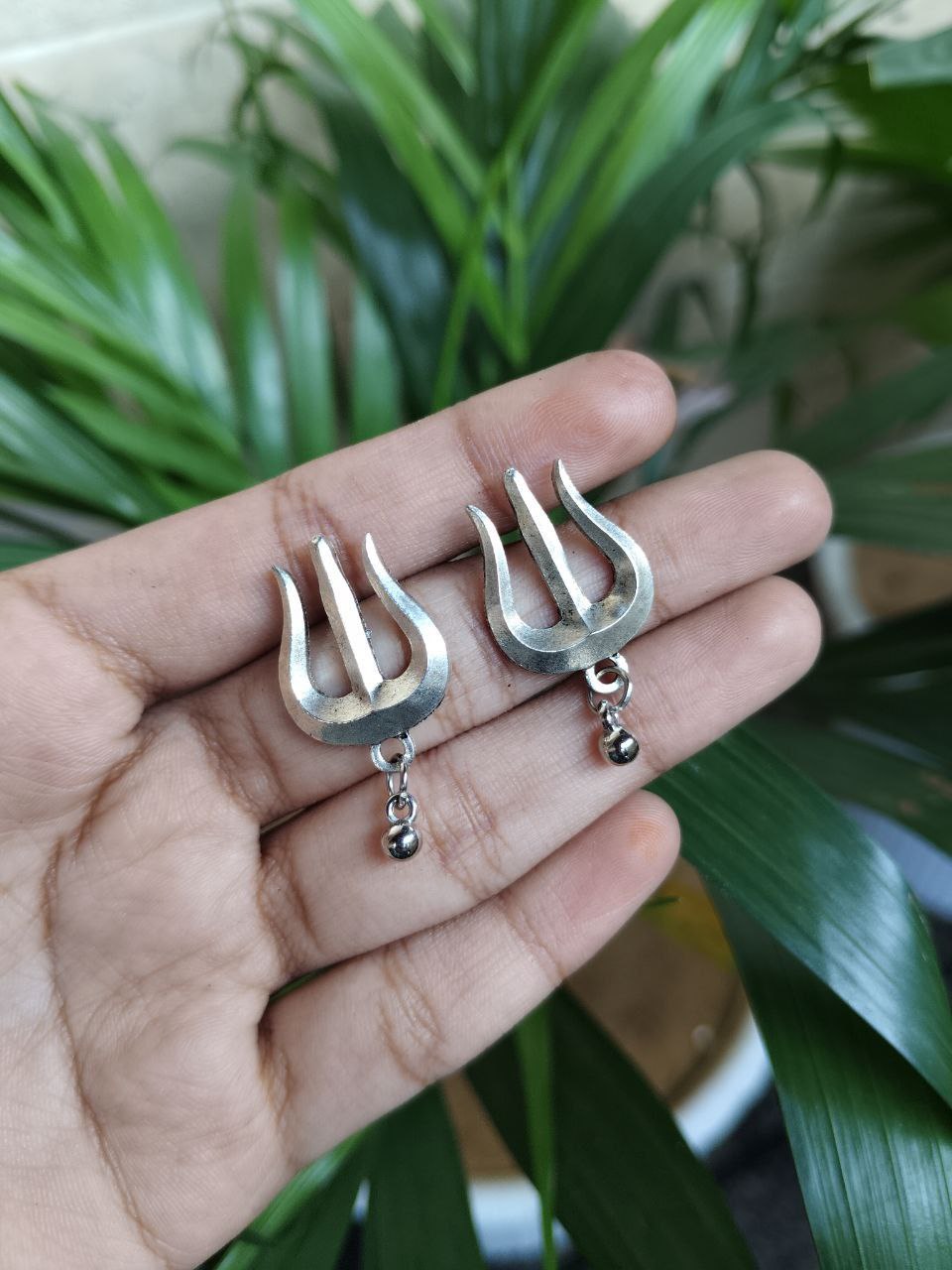 Trishul Stud Earrings With Traditional Ghungroo Detailing 1 Trishul Stud Earrings With Traditional Ghungroo Detailing