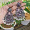 Traditional Peacock Stone & Pearl Work Chandbali | Silver Plated Elegant Earrings 10 photo 36 2025 10 06 10 03 15