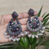 Traditional Peacock Stone & Pearl Work Chandbali | Silver Plated Elegant Earrings 11 photo 37 2025 10 06 10 03 15
