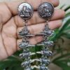Parrot and Ganesh Dangler Earrings With Elegant Pearl Work Detailing