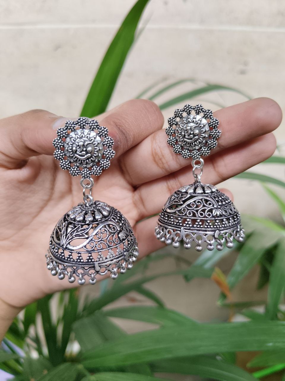 Oxidised Floral Design Jhumka Earrings | Elegant Traditional Ethnic Jewelry for Women 1 Oxidised Floral Design Jhumka Earrings | Elegant Traditional Ethnic Jewelry for Women