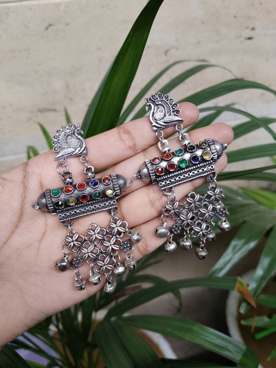 Oxidised Dangler Earrings | Stunning Peacock Design Ethnic Jewelry for Women 1 Oxidised Dangler Earrings | Stunning Peacock Design Ethnic Jewelry for Women