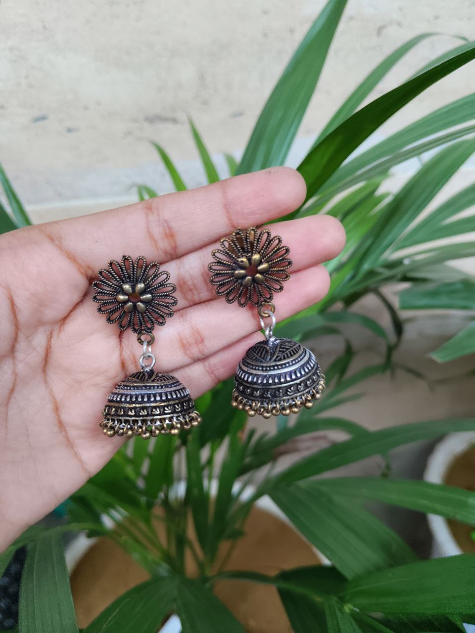 Oxidised Dual Tone Jhumka Earrings | Elegant Stylish Ethnic Jewelry for Women 1 Oxidised Dual Tone Jhumka Earrings | Elegant Stylish Ethnic Jewelry for Women