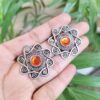Stylish Silver Plated Oxidized Stone Stud Earrings