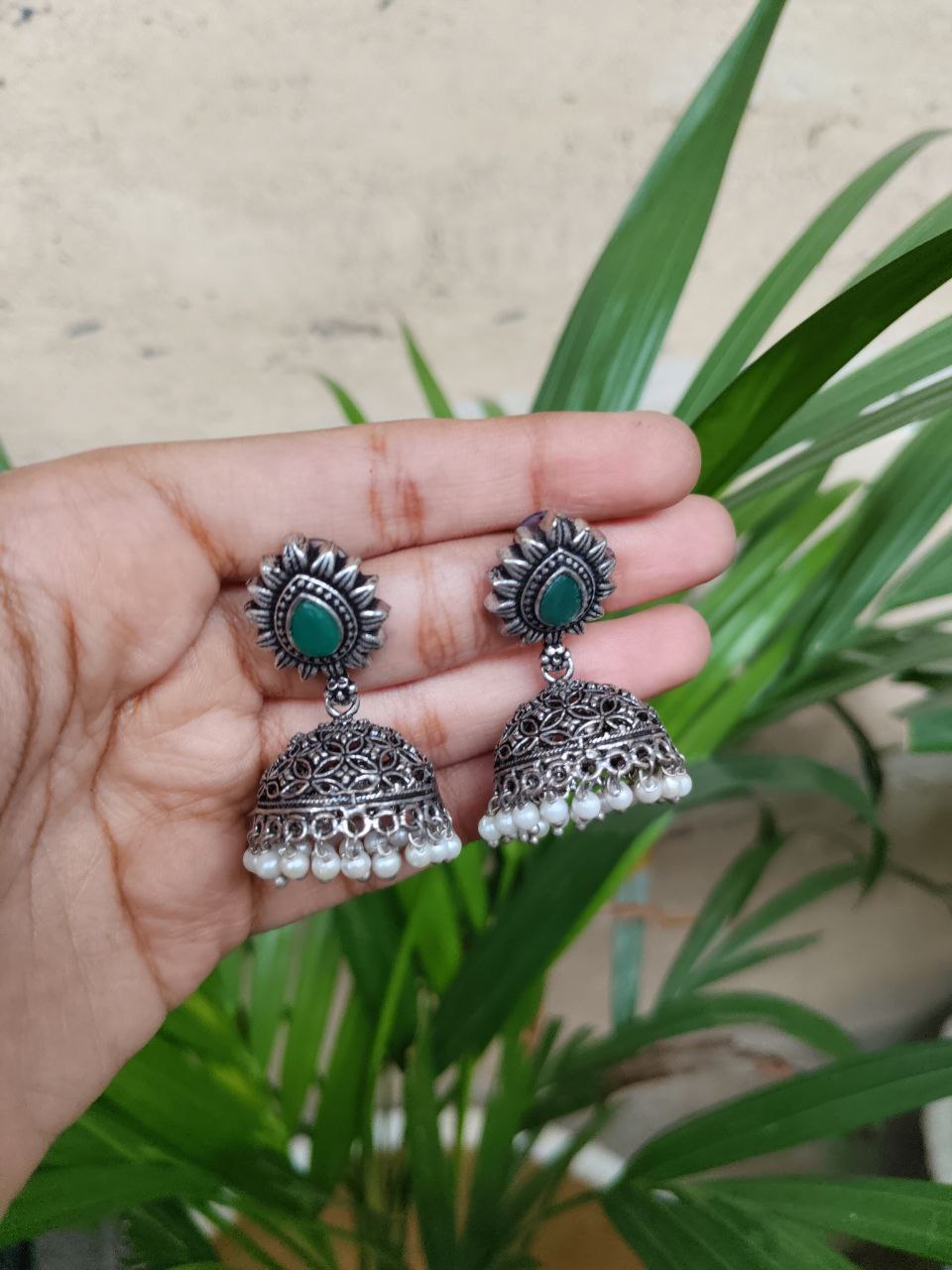 Oxidised Jhumka Earrings with Drop Stud | Elegant Traditional Ethnic Jewelry for Women 1 Oxidised Jhumka Earrings with Drop Stud | Elegant Traditional Ethnic Jewelry for Women