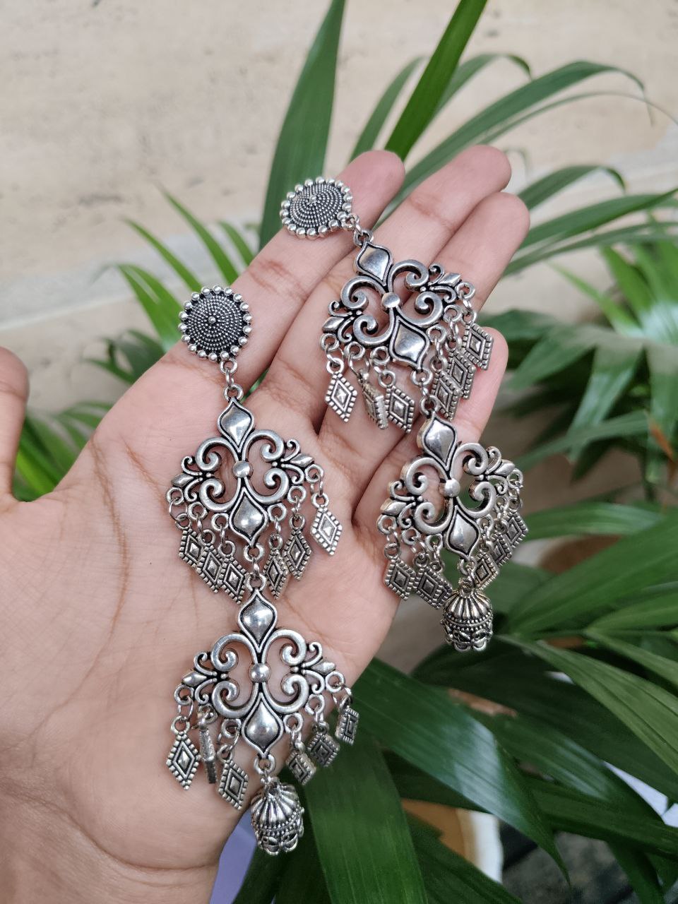 Oxidised Long Dangler Earrings | Stylish Elegant Ethnic Jewelry for Women 1 Oxidised Long Dangler Earrings | Stylish Elegant Ethnic Jewelry for Women