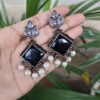 Trendy Oxidised Square Stone Dangler Earrings | Silver Plated Elegant Jewelry for Women 3 photo 5 2025 10 06 10 03 15