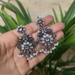 Oxidised Peacock Stone Stud Earrings | Stylish Traditional Ethnic Jewelry for Women