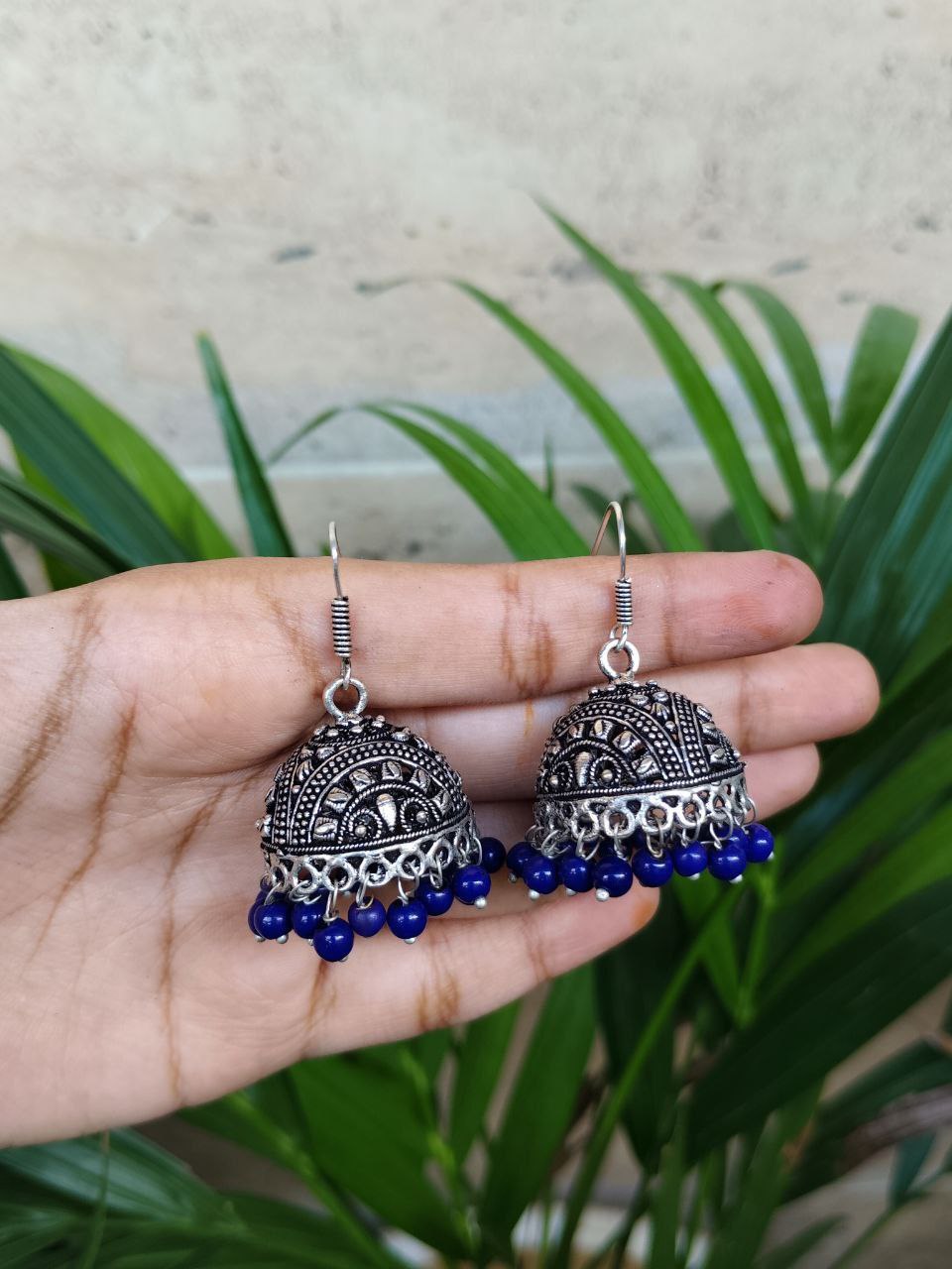 Silver Plated Jhumki Earrings With Elegant Pearl Work Design 1 Silver Plated Jhumki Earrings With Elegant Pearl Work Design
