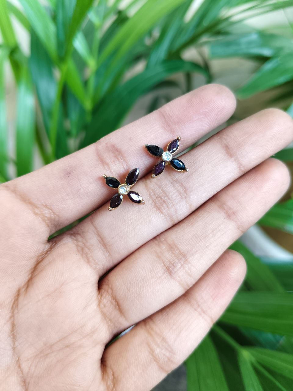 Trendy Gold Plated Stone Stud Earrings for Women with Elegant Modern Style 1 Trendy Gold Plated Stone Stud Earrings for Women with Elegant Modern Style