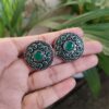 Oxidised Stone Work Stud Earrings | Dailywear Silver Plated Jewellery