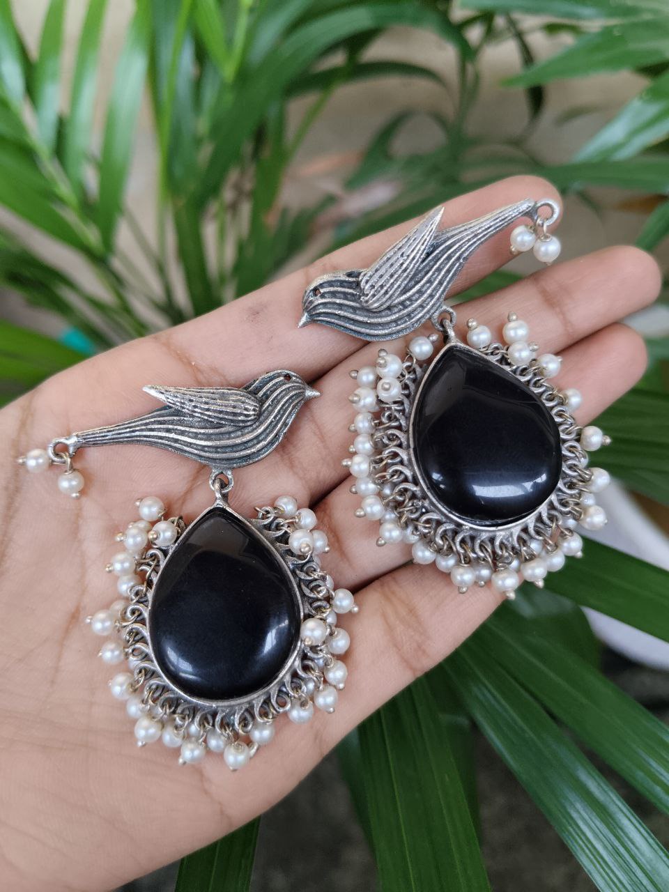 Beautiful Monalisa Stone Bird Dangler Earrings with Elegant Pearl Detailing for Women 1 Beautiful Monalisa Stone Bird Dangler Earrings with Elegant Pearl Detailing for Women