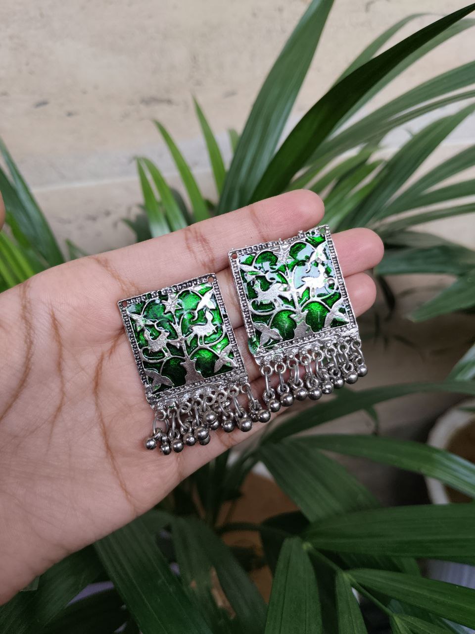 Meenakari Floral Art Square Earrings | Traditional Ethnic Jewelry for Women 1 Meenakari Floral Art Square Earrings | Traditional Ethnic Jewelry for Women