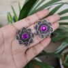 Oxidised Flower Design Stud Earrings | Elegant Ethnic Jewelry for Women