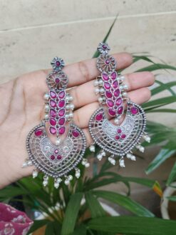 Elegant Silver Replica Chandbali | Oxidised Stylish Jewelry for Women