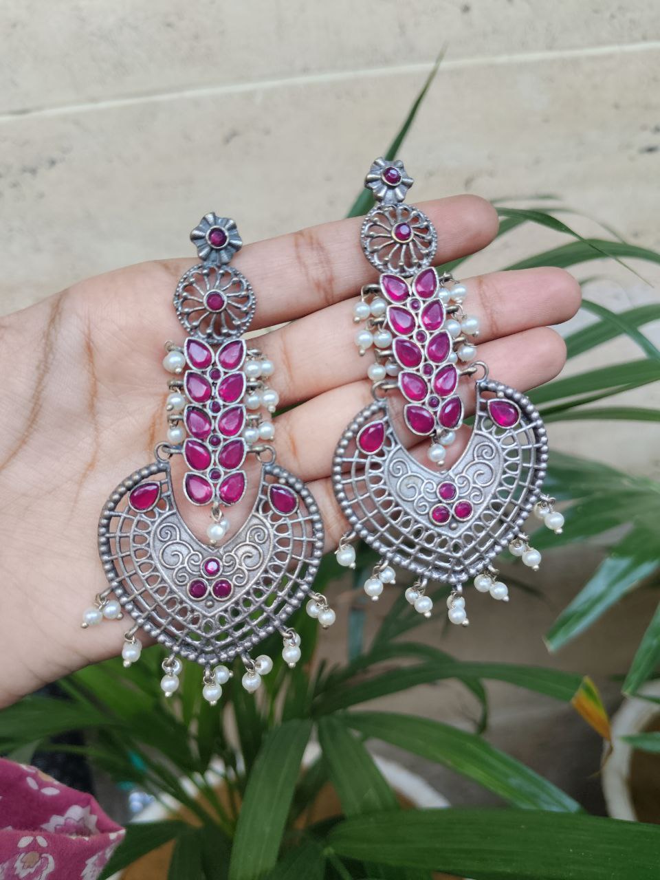 Elegant Silver Replica Chandbali | Oxidised Stylish Jewelry for Women 1 Elegant Silver Replica Chandbali | Oxidised Stylish Jewelry for Women