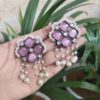 Silver Replica Monalisa Stone Dangler Earrings With Elegant Pearl Work Ethnic Jewelry 2 photo 9 2025 10 07 16 21 57