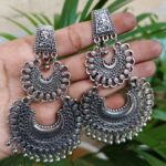 Long Chandbali Dangler Earrings With Traditional Ghungroo Detailing