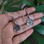Elegant German Silver Flower Hook Dangler Earrings for Women with Traditional Design