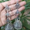 Elegant German Silver Jhumka Dangler Earrings with Traditional Ghungroo Detailing for Women