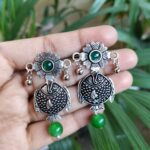 Elegant Stud Earrings with Beautiful Stone Detailing and Traditional Ghungroo Design