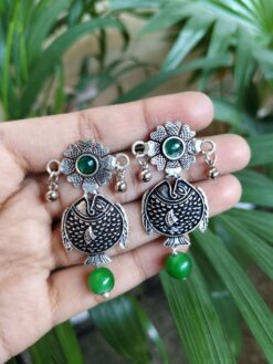 Elegant Stud Earrings with Beautiful Stone Detailing and Traditional Ghungroo Design