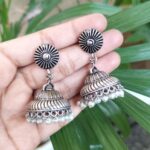Stylish German Silver Jhumka Dangler Earrings for Women with Traditional Ethnic Design