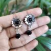 Beautiful German Silver Flower Earrings with Elegant Stone Work for Women