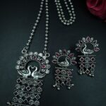 Designer Oxidized Peacock Necklace Set | Trendy Silver Touch Ethnic Perfect Jewelry For Girls