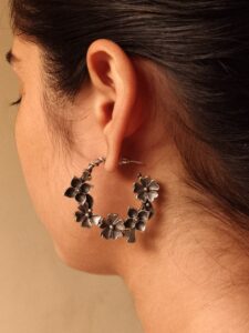 Handcrafted Flower Design Earrings | Everyday Ethnic Silver Look Perfect Jewelry For Girls