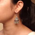 Traditional Peacock Jhumki Earrings | Oxidized German Silver Stone & Ghungroo Dangler Best Hook Jewelry