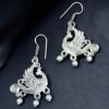 Ethnic Peacock Hook Earrings | Traditional German Silver Dangler Best Earring for Girls 6 Ethnic oxidized peacock hook earrings in German silver for daily wear.