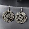 Beautiful German Silver Traditional Flower Design Earrings | Trendy Hook Dangler Jewelry 6 German silver oxidized flower design hook dangler earrings.