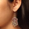 floral german silver ghungroo hook earrings for women