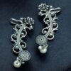 Silver replica flower earcuff with pearl detailing