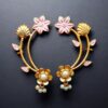 Gold plated Meenakari floral design earcuff for women and girls.