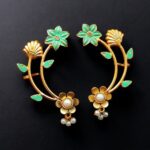 Bulk 276 Gold Plated Meenakari Flower Earcuff | Handcrafted Beautiful Design Jewelry For Girls - "Mint"