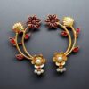 Gold plated Meenakari floral design earcuff for women and girls.