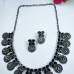 Bulk 262 Beautiful Peacock Choker Necklace Set | Stone Work Silver Touch Ethnic Wear Jewelry - "Black"