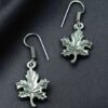 German silver leaf design hook dangler earrings for daily wear.